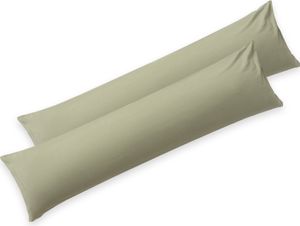 Blumtal Seitenschläferkissen Bezug 40 x 145 (2er Set Kissenbezüge) - Grün - Kissenhülle mit Reißverschluss