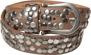 styleBREAKER Damen Nietengürtel mit unterschiedlichen Nieten, Kunstleder Gürtel Einfarbig, Damengürtel kürzbar 03010008