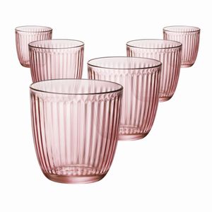 Bormioli Rocco Wasserglas Line Acqua 290 ml, hochwertiges Trinkglas, stilvolles Saftglas, Gläser für Longdrinks, langlebige Universalgläser für zu Hause (Farbe: Rosa), Menge: 1 x 6er Set