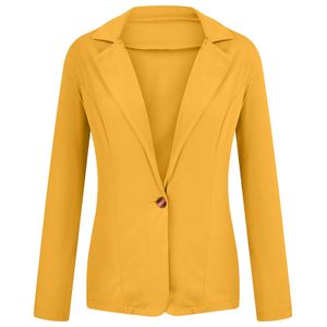 Damen Langarm Blazer Slim Work Business Cardigan,Farbe: Gelb,Größe:XL