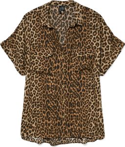 VERO MODA Leopardenmuster Kurzarmhemd mit Brusttaschen Größe: S VERO MODA Leopardenmuster Kurzarmhemd mit Brusttaschen Größe: S
