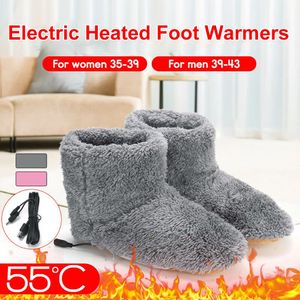 Winter Beheizter Schuh Für Männer Fußwärmer Stiefel Plüsch Elektrische Hausschuhe Waschbar USB Elektrische Fußwärmer Pad Heizung Einlegesohlen, 39-43