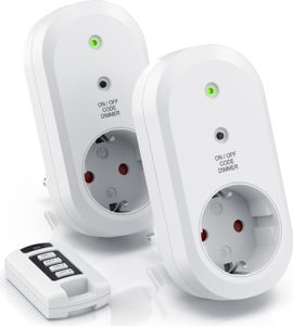 Bearware Ściemnialne gniazda elektryczne sterowane radiowo - Zestaw z pilotem - Zestaw 2 do użytku wewnętrznego + 1 pilot - Gniazdo elektryczne