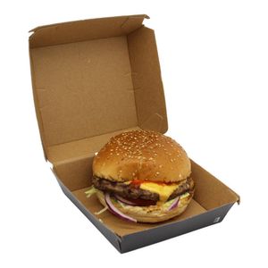 Hamburgerbox, Wellpappe, schwarz, 13x13x7,5cm  100 Stück Packung