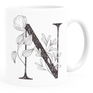 Kaffeetasse Monogramm Initiale Geschenk-Motiv Tasse personalisierte Namenstasse personalisierte Geschenke SpecialMe® N weiß Keramik-Tasse