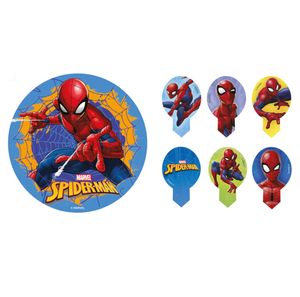 2er Set Spiderman Tortenaufleger + Muffinaufstecker Geburtstag