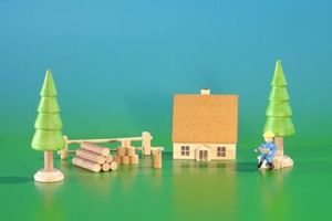 Miniaturní dekorace vesnice s figurkami výška 6cm NOVINKA