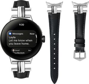 INF Echtes Lederarmband für Google Pixel Watch 3 Schwarz 45 mm