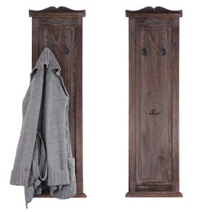 2er-Set Garderobe T33, Wandgarderobe Garderobenpaneel, Wandhaken Holz 109x28x4cm  braun shabby