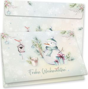 Flöckchen Weihnachtskarten 16er SET Klappkarten DIN A6 mit Umschlag nostalgisch vintage, nachhaltig umweltfreundlich Recycling