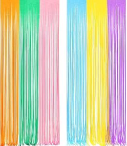 2 Stück Lametta Vorhänge Regenbogen Glitzer Hintergrund Dekoration Folien Fransen Silvester Geburtstag Hochzeit Partydeko Luftschlangen Deko für Disco