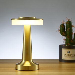 1800mAh LED Touch Kabellos Tischlampe Nachttischlampe,Dimmbar USB Wiederaufladbar 3 Lichtfarben 20cm Gold Eisen Tischlampe
