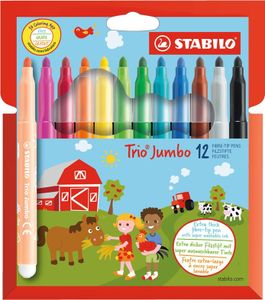 STABILO Trio Jumbo perá s vláknovým hrotom krabica 12 ks