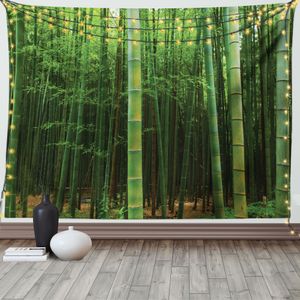 ABAKUHAUS Grün Wandteppich, Exotischer Bambus-Baum-Wald, Wohnzimmer Schlafzimmer Heim Seidiges Satin Wandteppich, 200 x 150 cm, Grün