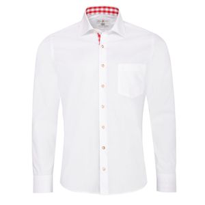 Trachtenhemd Dennis Slim Fit in Weiß und Rot von Almsach, Größe:S, Farbe-Zweifarbig:Weiß / Rot