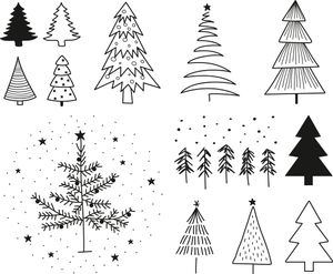 Heyda Stempel Set Weihnachtliche Motive verschiedene Größen 10-11 Stück Tannen