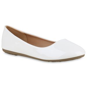 VAN HILL Damen Klassische Ballerinas Slippers Abend-Schuhe 840128, Farbe: Weiß, Größe: 42