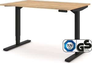 ASSMANN Elektrisch höhenverstellbarer Schreibtisch Y-Line Eiche Natura Schwarz, 120x80cm, Memoryfunktion, Kollisionsschutz, 2-fach-Motorik