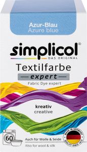 simplicol Textilfarbe expert, DIY Färbemittel für Stoff in verschiedenen Farben, Farbe:Azur-Blau (1710), Größe:1er Pack