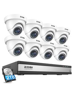 ZOSI 16CH 1080P Überwachungskamera Set H.265+ 2TB HDD DVR mit 2MP Dome Video Kamera System für Innen und Außen, 24M IR Nachtsicht