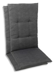 GO-DE Textil, Sesselauflage Hochlehner, 2er Set, Farbe: grau, Maße: 118 cm x 48 cm x 5 cm, Rueckenhoehe: 70 cm