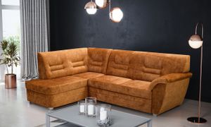 Ecksofa Wohnzimmer - Wohnlandschaft - L-Form Couch mit Schlaffunktion - Bettsofa - Wohnzimmer L Couch - Polstersofa mit Bettkasten - Jordania Braun