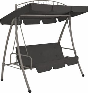 CLORIS Hängeschaukel Garten-Schaukel Outdoor-Schaukel Für Kinder mit Bettfunktion und Dach 198×120×205 cm Stahl  #DE9242