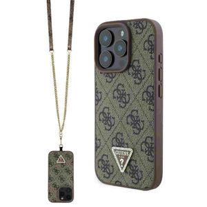 Case Guess GUHCP16LP4TDSCPW Apple iPhone 16 Pro hardcase Leather Metal Logo Strass Crossbody brown