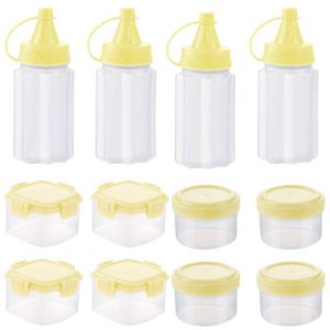 Mini Squeeze Flaschen 12er Set, Quetschflasche, Salatdressing Behälter, Outdoor Picknick Grill Gewürzflaschen, Gewürzbox, Gelb