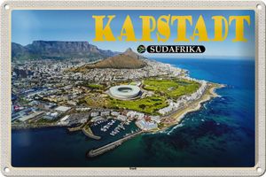 Blechschild Reise 30x20cm Kapstadt Südafrika Stadt Meer Berge Urlaub