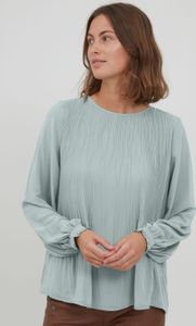 fransa FRDAJAPLISSE Damen Langarmshirt Langarmbluse Bluse Plissee? mit Rundhalsausschnitt mit Knopfverschluss
