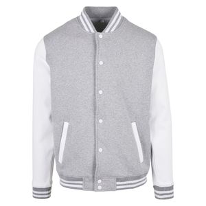 Build Your Brand - "Basic College" Jacke für Herren RW8000 (M) (Grau meliert/Weiß)