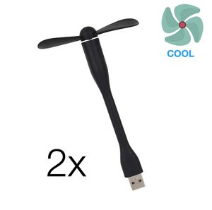 2x USB ventilátor s otočným krkom flexibilný čierny pre stôl, notebook, PC