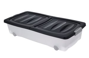 Unterbettkommode mit Klappverschluss - 40 Liter / schwarz - Aufbewahrungs Rollbox Spielzeugkiste