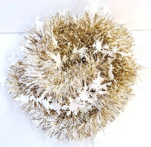 Lametta 5m Girlande Weihnachten Weihnachtsgirlande Christbaumschmuck Deko Schneeflocken LMT10 Gold