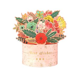 Pop Up Grußkarte zum Muttertag, 3D Blumen Grußkarte mit Korb für Erinnerungsgeschenke zum Muttertag, rosa