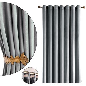 2er Set Samt Gardinen Vorhänge Grau Wohnzimmer Schlafzimmer Vorhang Blickdicht Kräuselband Verdunklungsvorhänge Blackout Curtain, 132*274cm