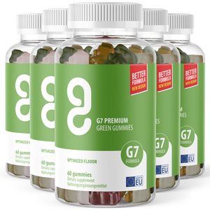 Green Gummies Nahrungsergänzungsmittel mit L-Arginin, Grüntee-Extrakt, Maca Pulver, Panzen- und Zitronengrasaroma 5x 60