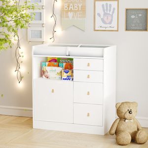 Wickelkommode mit Wickelaufsatz,Wickeltisch,Kommode mit 5 Schubladen,mit Kippschutz,Wickelkommode,Wickeltisch mit 5 Schubladen,weiß,116cm*46cm*96cm Wickelkommode mit Wickelaufsatz,Wickeltisch,Kommode mit 5 Schubladen,mit Kippschutz,Wickelkommode,Wickeltisch mit 5 Schubladen,weiß,116cm*46cm*96cm