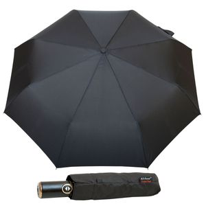 Regenschirm Taschenschirm Herren Ledergriff Schwarz