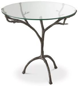 Casa Padrino Luxus Beistelltisch Bronzefarben Ø 79,5 x H. 75 cm - Runder Dreibein Messing Tisch mit Glasplatte - Wohnzimmer Möbel - Luxus Möbel