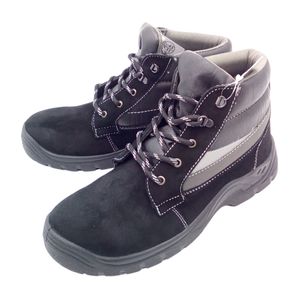 Sicherheitsschuhe Arbeitsschuhe Schutzschuhe Halbschuhe Stiefel Leder Stahlkappe, Modell:Stiefel schwarz, Schuhgröße:42