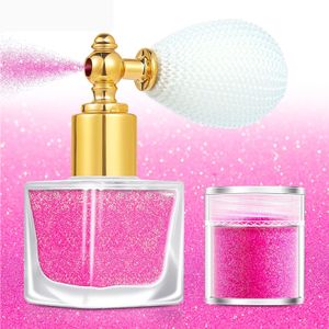 Glitzer Puder Spray Loose Powder Haarspray Schimmer Sparkle Puder Lidschatten Spray Highlighter Lidschatten für Haar Gesicht Körper Nägel Kosmetische Dekoration -Rosa