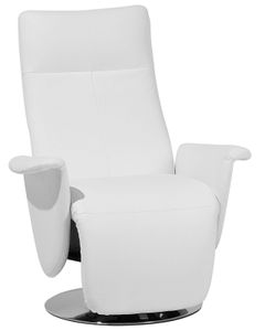 BELIANI Sessel Weiß Kunstleder mit Relaxfunktion Armlehnen Standfuß Hohe Rückenlehne Elektrisch Verstellbar Fußteil zum Aufklappen Modern Wohnzimmer