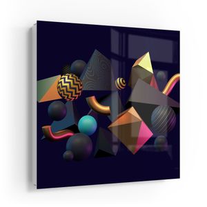 DEQORI Schlüsselkasten Glasfront weiß links 30x30 cm 'Sammlung abstraker Formen' Box