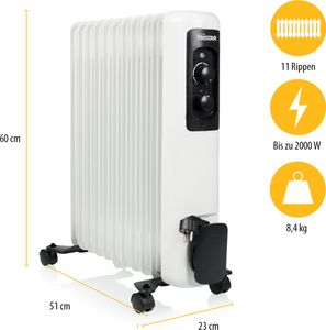 Tristar KA-5181 Ölgefüllter Kühler – 11 Lamellen – 2000 Watt Tristar KA-5181 Ölgefüllter Kühler – 11 Lamellen – 2000 Watt