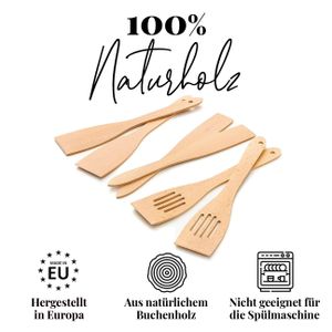 tuuli 6-tlg Pfannenwender Set Holz Buche (6x Pfannenwender 30cm Länge)