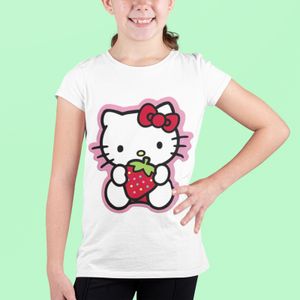 Bawełniana koszulka organiczna Hello Kitty Japanese Kitten Kid Strawberry