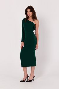 Makover Asymmetrisches Damenkleid Evei K179 dunkelgrün S