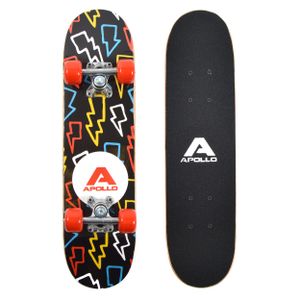 Apollo Kinder Skateboard, | kleines Komplett Board mit ABEC 3 Kugellagern und Aluminium Achsen  | Coole Designs für Kinder | Cruiser Boards für Mädchen und Jungs | Kinder Skateboard ab 3 Jahre  - "Flash" 61cm